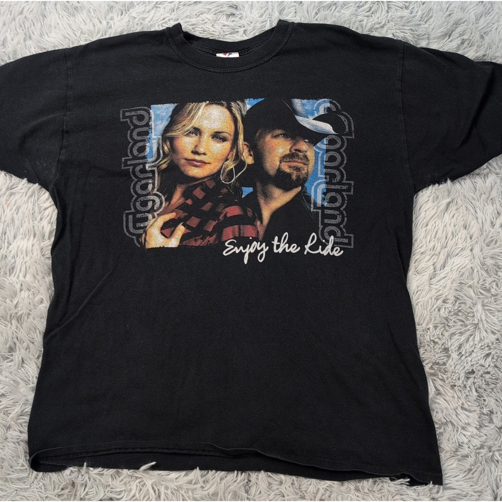 Vintage Sugarland Shirt Womens L Black Tee Enjoy The Ride Band Concert Tour